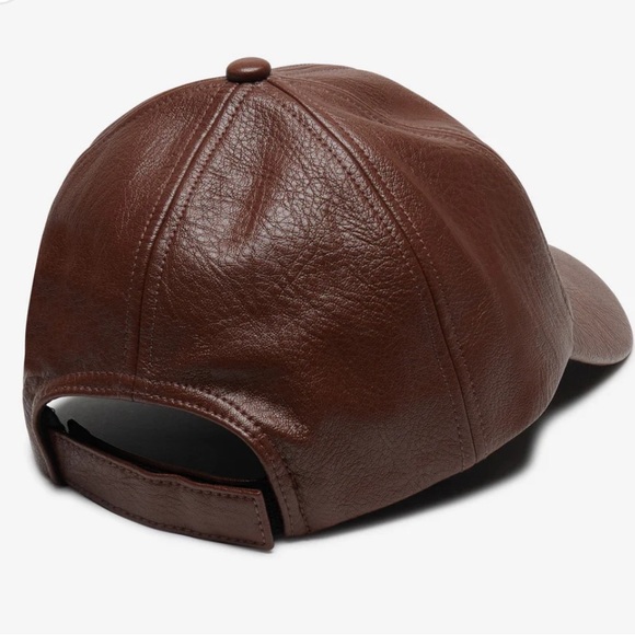 Anthropologie Wyeth Hailey in Cognac Baseball Cap Brown Faux Leather Hat Unisex - Picture 2 of 9